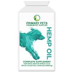 Primary Pets Premium Pet Supplies Hemp Oil for Dogs, 100% Natural, Dog Pain Relief, Health Supplement 120 x 1000mg Capsules, Pain Relief for Dogs, Dog Calming Products, Dogs Anxiety Relief.