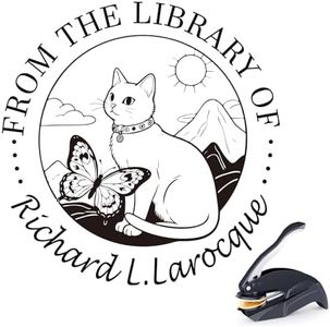 Personalized Book Embosser - Custom Library Stamp, Personal Gift for Book Lovers, Readers, Teachers (Cat 02)
