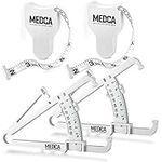 Body Tape Measure and Skinfold Caliper for Body - 4 Piece Set - Skin Fold Body Fat Analyzer and BMI Measurement Tool, White