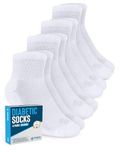 Doctor's Select Ankle Diabetic Socks for Women and Men - 4 Pairs | Diabetic Ankle Socks for Women | Neuropathy Socks, White - 4 Pairs, Large