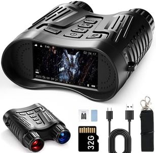 Night Vision Goggles, Grathia 4K Rechargeable Infrared Night Vision Binoculars for Adults, 3.2'' Large Screen Binoculars can Save Photos and Videos with 32GB Memory Card for Camping Hunting Security