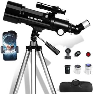 Telescope for Adults Astronomy, 70mm Aperture 400mm Focal Length Portable Astronomical Telescope for Beginners Age Over 8 Years Old with Wireless Remote Carry Bag Tripod, Black