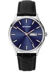 Sekonda Black Leather Midnight Blue and Rose-Gold Dial Watch 1701