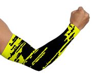 VVWV Pack of 2 Scretch Sports Arm Sleeves For Men Women Boys Girls Sports UV Protection Cloth Printed Cycling, Tennis, Cricket, Football, Golf, Outdoor, Gym, Riding Gloves (Yellow)