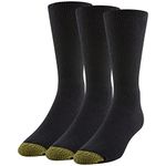 Gold Toe Men's Non Binding Crew Socks, Multipairs, Black (3-pairs), X-Large