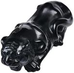 AMOYSTONE 5" Large Obsidian Tiger Statue Figurine Sculpture Collectible Gifts for Tiger Lover Animal Collectible Figurine Office Home Desktop Decor for Men