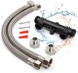 Frutlait WP596816 Sensor Valve Kit for Hot Water Recirculating Pump, Essential Component of Hot Water Recirculation System, Includes 2 x 12in Stainless Steel Pipes & Bridge Valve