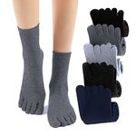 TSHAOUN 5 Pairs Toe Socks Running Five Finger socks,Men's Toe Socks Cotton Running Five Finger Mini Crew Socks,running socks,Sports Toe Socks,Breathable Five Finger Socks,UK 6-10/Eur 39-45 (5 Pairs)