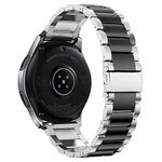 iitee Strap Compatible with Samsung Galaxy Watch 46mm/Galaxy Watch 3 45mm/Gear S3 Frontier/Gear S3 Classic/ Huawei Watch 2 Pro Smartwatch, 22mm Stainless Steel Strap Replacement - Silver/Black