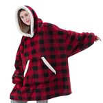 Jemsia Wearable Blanket Hoodie Oversize Hooded Sweatshirt,Women Men Soft Comfy Fleece Sherpa Hooded Blanket for Girls,Boys,Adult,One Size