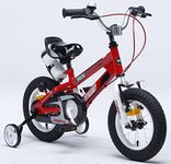 RoyalBaby FREE STYLE SPACE KIDS BIKE WITH HEAVY DUTY STABILISERS+BELL+WATER BOTTLE AND HOLDER (RED FRAME-WHITE RIM, 14")
