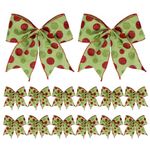 LAMEK 12Pcs Christmas Red Green Bows Decorations Dot Bows Tie Bows for Xmas Tree Decoration Gift Wrapping DIY Crafts Birthday Present Cards Party Supply Girls Hair Ornament