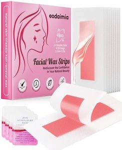 eodaimia 48pcs Wax Strips For Face, 48 Facial Wax Strips For Women, Waxing Kit For Women's Face, Eyebrow, Lip, Chest, Body & 4 Calming Oil Wipes, Face Waxing Strips For All Skin Types