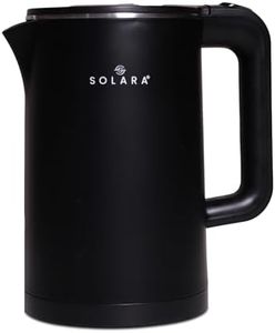 SOLARA Premium Electric Kettle Xtra Large, 1500 Watt, 1.8L Double Wall 100% Stainless Steel, BPA-Free, Cool Touch Tea Kettle with Overheating Protection, Cordless with Auto Shut-Off, Black