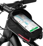 Simpeak Bike Front Frame Bag, Bike Bag Waterproof Top Tube Frame Bag for Mobile Phone with Touch Screen and Earphone Hole Fits Phones Below 6.0 Inches