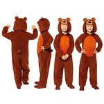 Amscan 9908806 - Kids Brown Bear Hooded Onesie World Book Day Fancy Dress Costume Age: 3-4 Yrs