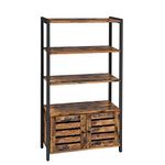 VASAGLE Bookcase, Storage Unit, Industrial Style, with 3 Shelves and 2 Swing Doors, for Living Room, Home Office, Bedroom, 70 x 30 x 121.5 cm, Multifunctional, Vintage LSC75BX