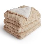 Silentnight Snugsie Giant Blanket - Fleece Throw Plush Blanket Super-Sized with Warm Sherpa Fleece Inside Reversible for Whole Family Sofa Couch Bed - 240 x 180cm - Natural Cable Knit