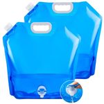 2 Pack Camping Water Containers, Collapsible Water Container with Tap, 5L Portable Carrier Water Bag Reusable for Sport Camping Hiking Picnic BBQ Water Storage Containers (2Pcs with Spigot 5L, Blue)