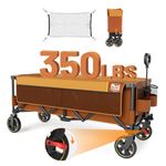 TIMBER RIDGE 51.2'' Extended Collapsible Wagon Cart with Brakes and Cargo Net, 350LBS Heavy Duty Foldable Utility Wagon with Adjustable Handle, 250L Capacity Portable Cart for Camping Sports Shopping