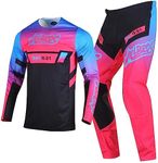 Willbros Motocross Jersey Pants Combo for Men Women Dirt Bike MX Gear Set Enduro Off-road Riding Racewear Adult, Blue Pink, Jersey L / Pants 34