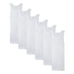 Fruit of the Loom Men's Sleeveless Tank A-Shirt, Tag Free & Moisture Wicking, Ribbed Stretch Fabric Base Layer Top, 6 Pack-White, XXL (Pack of 6)