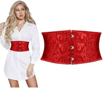 SUOSDEY Jacquard Corset Belt for Women Underbust Boned Lace Up Bustier Waspie Belt Renaissance Steampunk Pirate Corset