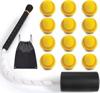 JUJINGYANG Baseball & Softball Swing Trainer Bat - Batting Practice Equipment - Includes Rope Swing Training Bat with 12 Training Balls & Tote Bag, Training Tool, Batting Aid