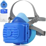 BEESAFETY Reusable Half Face Respirator Mask with 6 Filters for Dust,Painting, Sanding,Welding,Chemical Fumes,Gas, Asbestos,Grinding (Blue)