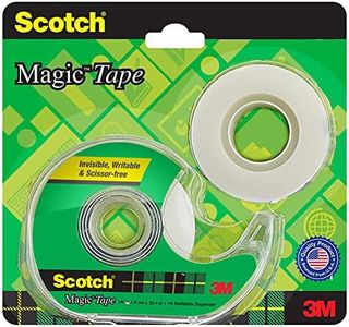Scotch 3M Magic Tape Roll (2N) with Refillable Dispenser | 1.9cm x 25.4 Meter | Invisible, writable and Hand tearable | for School Projects, Home and Office use
