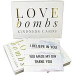 Better Me Love Bombs Kindness Cards - 111 Appreciation Cards & Gratitude Cards, Love Notes for Him & Just Because Gifts for Her, Valentines Day Gratitude Gifts (White & Gold)