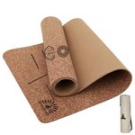 WishKraft Premium Cork Alignment Yoga Mat 5mm Thick with Carry Bag | Non-Slip Eco-Friendly Sweat-Resistant Anti-Skid Exercise Mat for Women & Men | Ideal for Yoga, Pilates, Meditation, Home & Gym Workouts (CorkAlignmentMat+Bag)