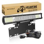 SKYWORLD LED Work Light Bar, 20 inch 510W Spot Flood Combo Beam Offroad Driving Fog Lightbar with Licence Number Bumper Plate Mounting Bracket and 12V Wiring Harness Kit for Truck Car SUV 4x4