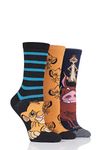 SockShop Ladies Disney The Lion King Cotton Socks Pack of 3 Assorted 4-8