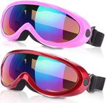 Yizerel Ski Goggles, Pack of 2, Snowboard Goggles for Kids, Boys & Girls, Youth, Men & Women, with UV 403 Protection, Wind Resistance, Anti-Glare Lenses, New Edition