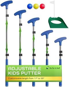 Go For It Golf Kids Putter - Extendable Shaft for Junior Golfers - Adjustable Size for Right and Left Hand - Perfect Training Club for Kids - Includes 3 Balls, Cup with Flag - Blue, 17"-35"