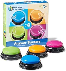 Learning Resources Answer Buzzers - Set of 4, Ages 3+, Assorted Colored Buzzers, Game Show Buzzers, Perfect for Family Game and Trivia Nights, for Kids