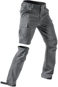 Moosehill Men's-Hiking-Pants Convertible Quick-Dry Water-Resistant Lightweight Zip-Off Outdoor for Hunting, Fishing, Safari with 5 Deep Pockets (Light Grey, 32W*30L)