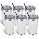 VEGOND 20oz Tumbler Stainless Steel Tumbler Cup with Lid And Straw Vacuum Insulated Double Wall Travel Coffee Mug(White 6 Pack)