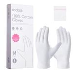 COOLJOB 100% Cotton Gloves, 6 Pairs White Cotton Gloves for Dry Hands Moisturizing & Eczema, Overnight Lotion, Sleep & Spa Treatment for Women & Men, Breathable Work Glove Liners, Medium Size