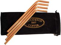 Set of 4 - Bent Pure Copper Drinking Straws in Black Velvet Bag with Cleaning Brush. Part of the 1897 Collection from Cuyahoga Copper