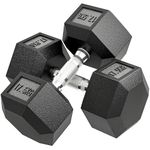 HOMCOM 2x17.5KG Rubber Hex Portable Hand Weights Dumbbell Home Gym Workout Fitness Hand Dumbbell