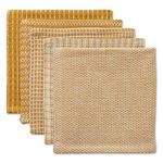 DII Everyday Kitchen Collection Assorted Dishcloth Set, 12x12, Honey Gold, 5 Count