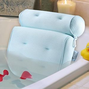 Bath Pillow, Bathtub Pillow for Tub Neck and Back Support with 6 Non-Slip Suction Cups, Ergonomic Bath Tub Pillow Headrest, Luxury Bath Accessory Spa Gifts for Bathtub, Hot Tub (Light Blue)