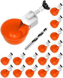 psarnuk Chicken Waterer Cups (16 Pack/Orange) - DIY Automatic Large Chicken Water Feeder for Ducks Quail and Various Poultry Dispenser with Matching Drill, Double Rubber Ring, Not Leaking Wate