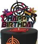 Laser Tag Happy Birthday Cake Topper Glow Shooting Game Cake Topper Laser Tag Party Supplies for Boys Kids