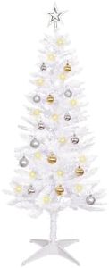 SUNSHINE White Christmas Tree with Light 4ft Artifical Full Christmas Tree with Christmas Ball & Star Onaments Xmas Tree for Holiday Decor