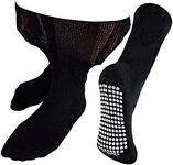 Dr.Socks Extra Wide Oedema Socks with Non Slip Grips Mens & Ladies | Bamboo Slipper Socks with Grippers for Swollen Legs Ankles & Feet (12-14, Black)