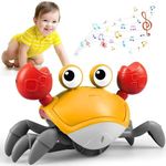 Worldtree Crawling Crab Baby Toy with Music LED Light Up for Kids, Toddler Interactive Learning Development Toy with Automatically Avoid Obstacles, Moving Toy for Boys Girls