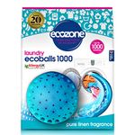 EcoZone Ecoballs, Laundry Pods for Washing Machines, Re-Usable Hypoallergenic Capsule with Pellets, Pure Linen Fragrance, Natural Vegan & Eco Friendly, Refillable Detergent Alternative (1000 Washes)